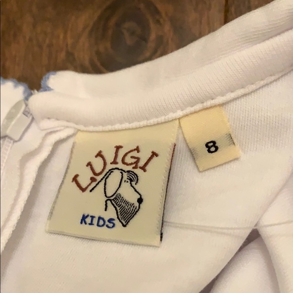 NWT Luigi Kids White with Periwinkle Picot Trim Shirt- 8 Price Firm - Picture 6 of 9